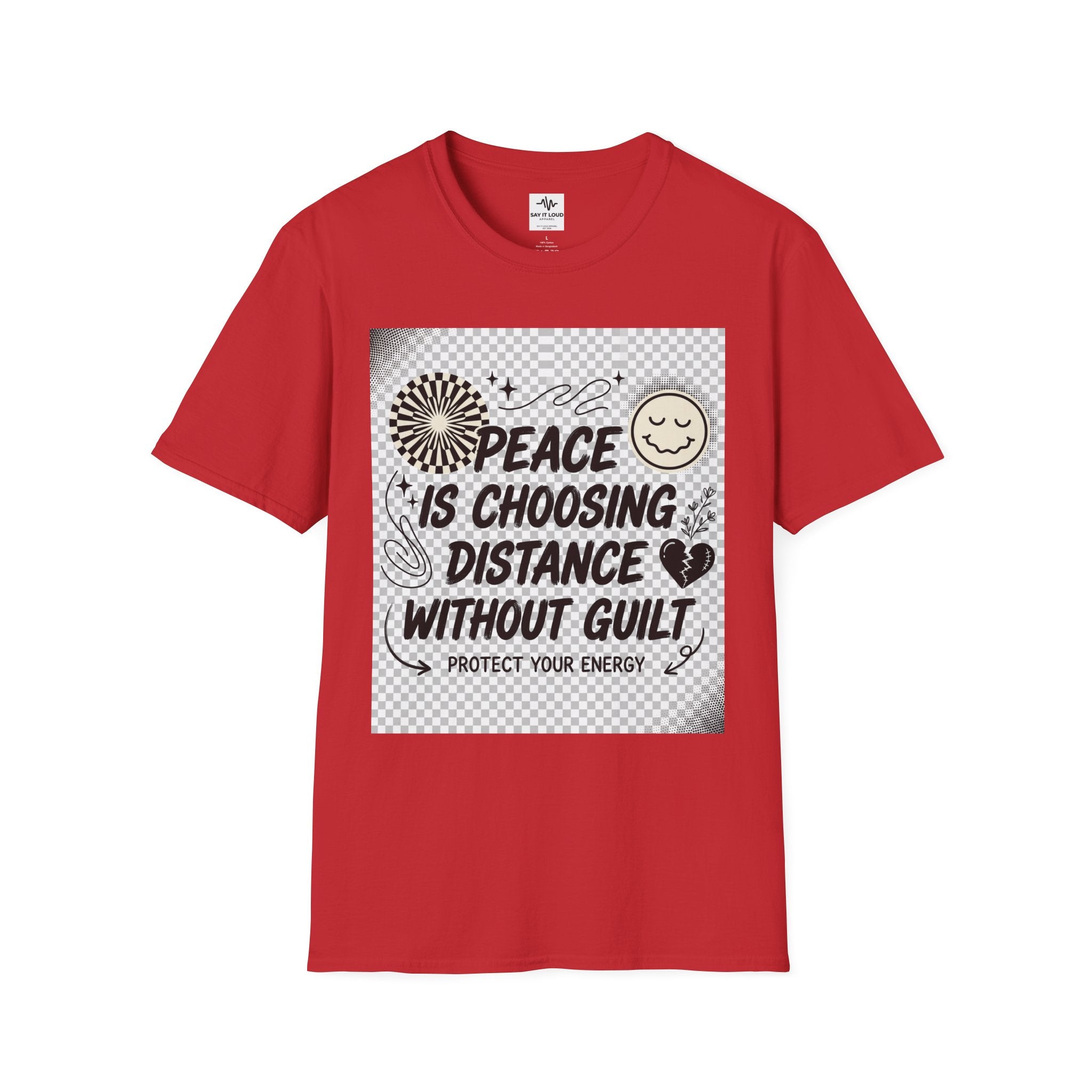 Peace Is Choosing Distance Without Guilt T-Shirt — Self-Care Quote Tee