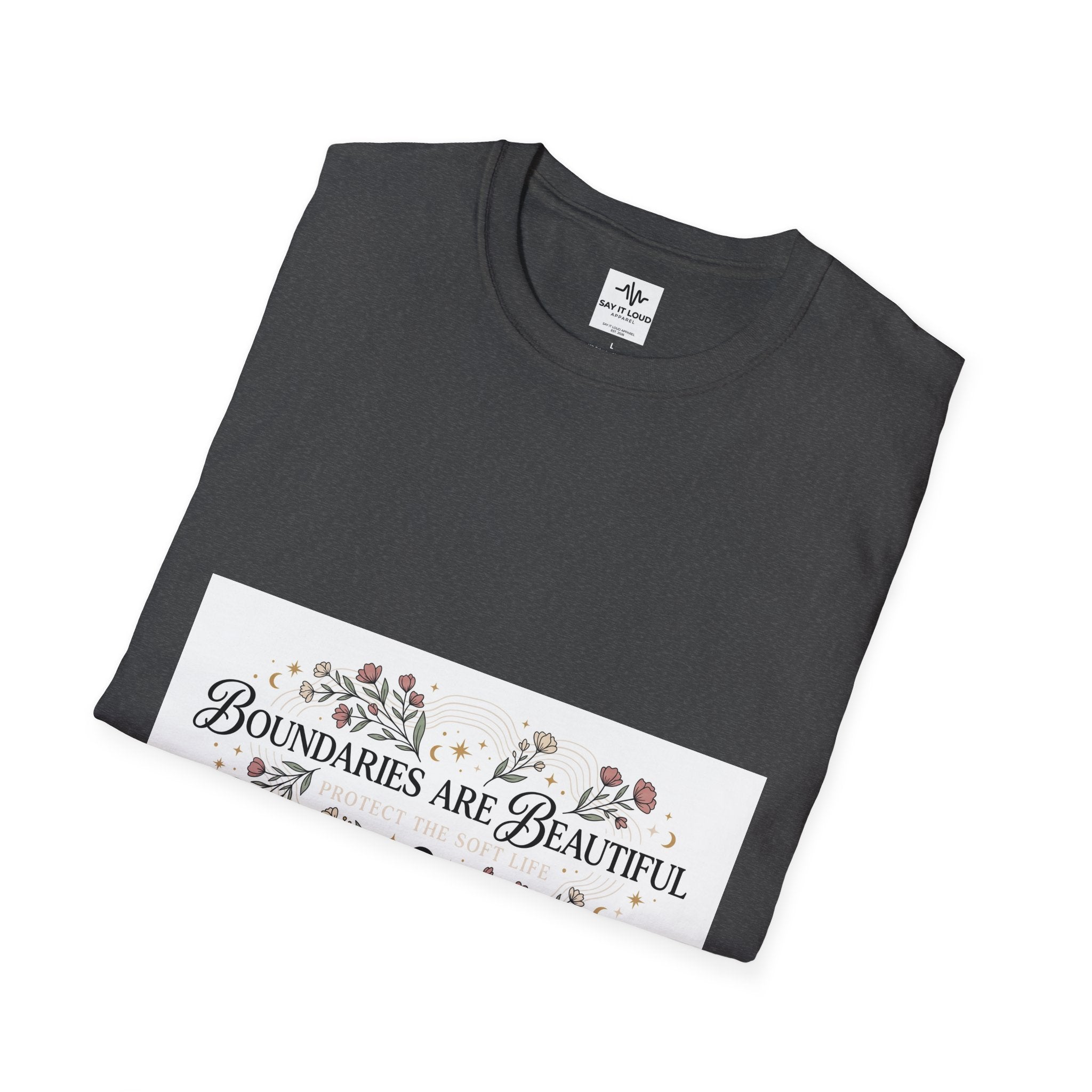 "Boundaries Are Beautiful" Floral T-Shirt — Self-Care Mental Health Tee