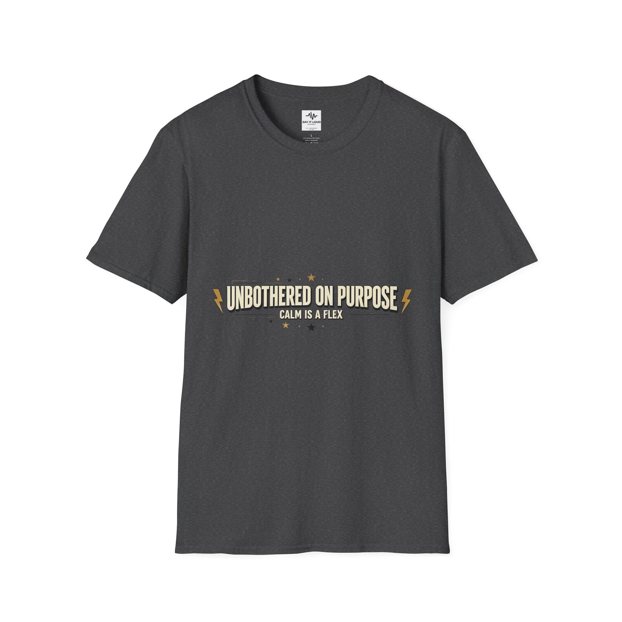 T-Shirt — "Unbothered on Purpose" Vintage Lightning Graphic