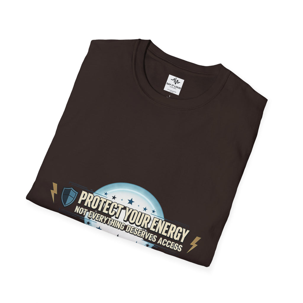 Protect Your Energy T-Shirt — Shield & Lightning Graphic Tee