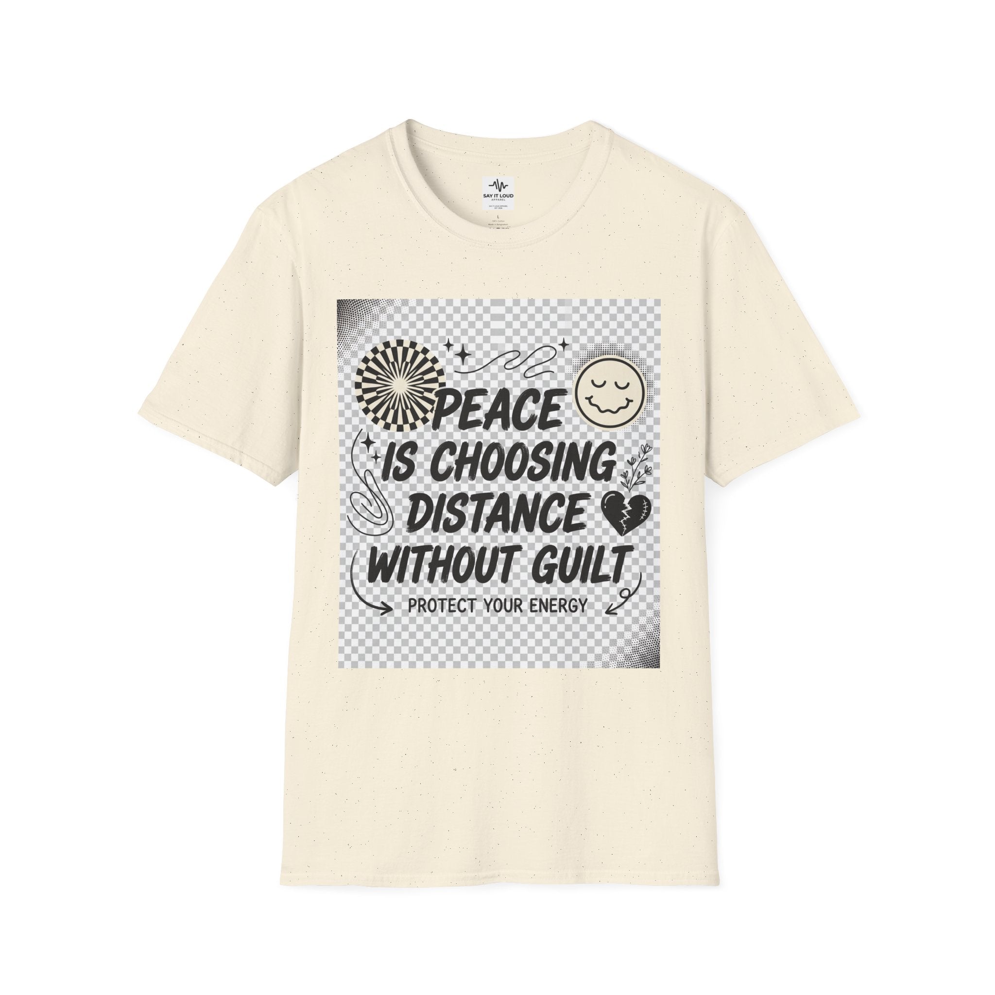 Peace Is Choosing Distance Without Guilt T-Shirt — Self-Care Quote Tee