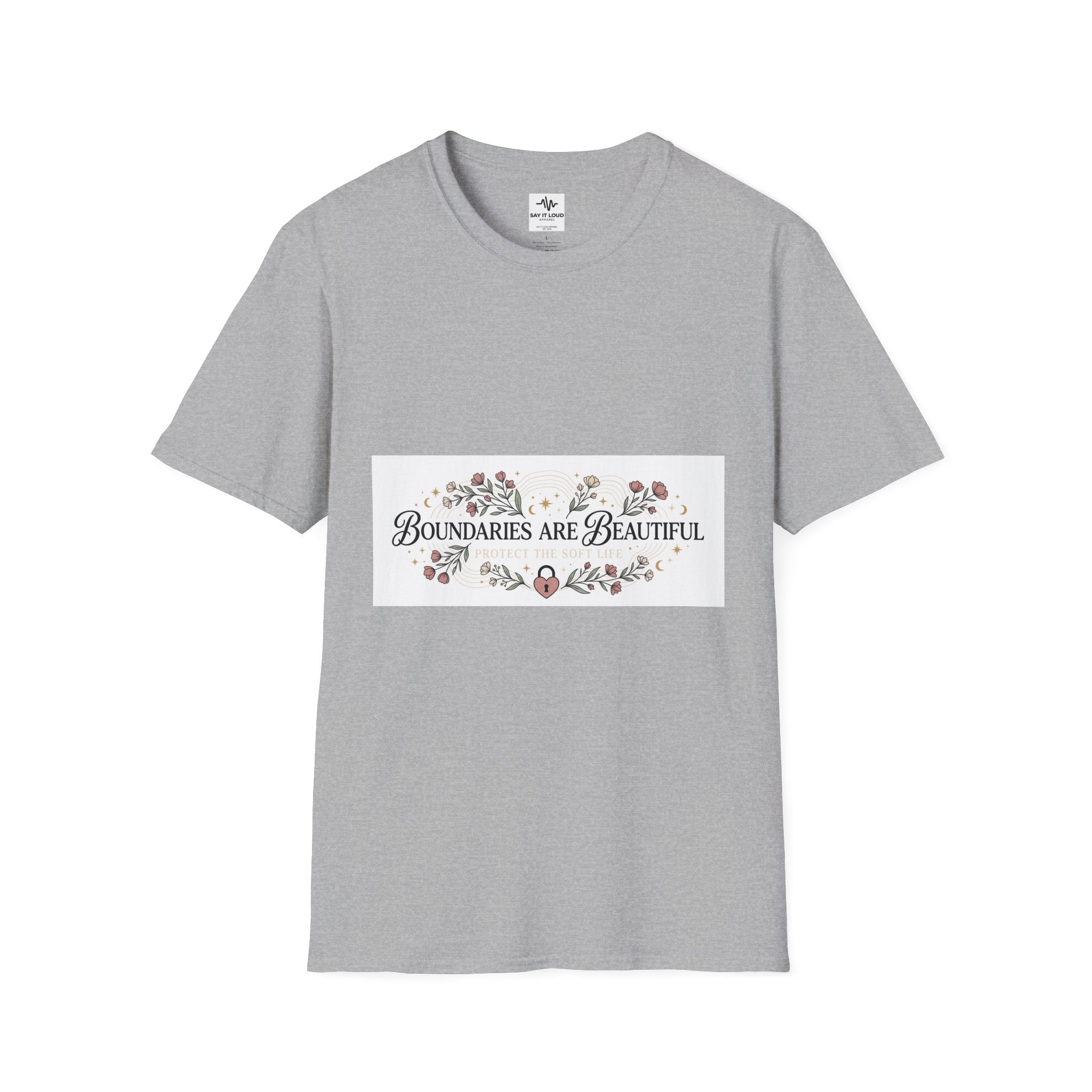 "Boundaries Are Beautiful" Floral T-Shirt — Self-Care Mental Health Tee