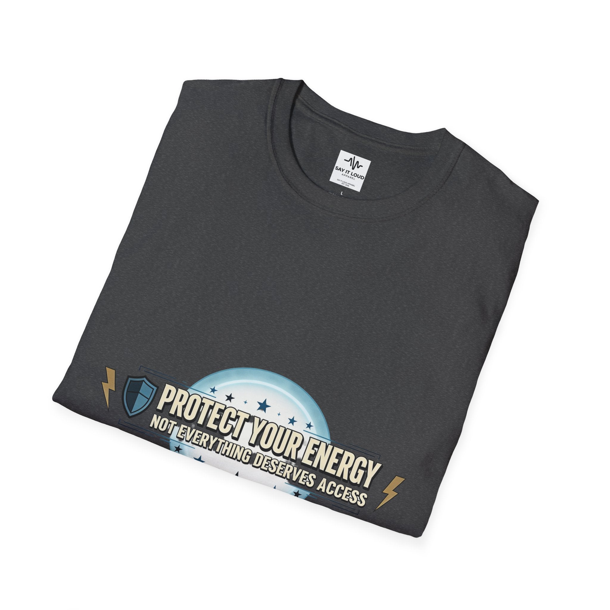 Protect Your Energy T-Shirt — Shield & Lightning Graphic Tee