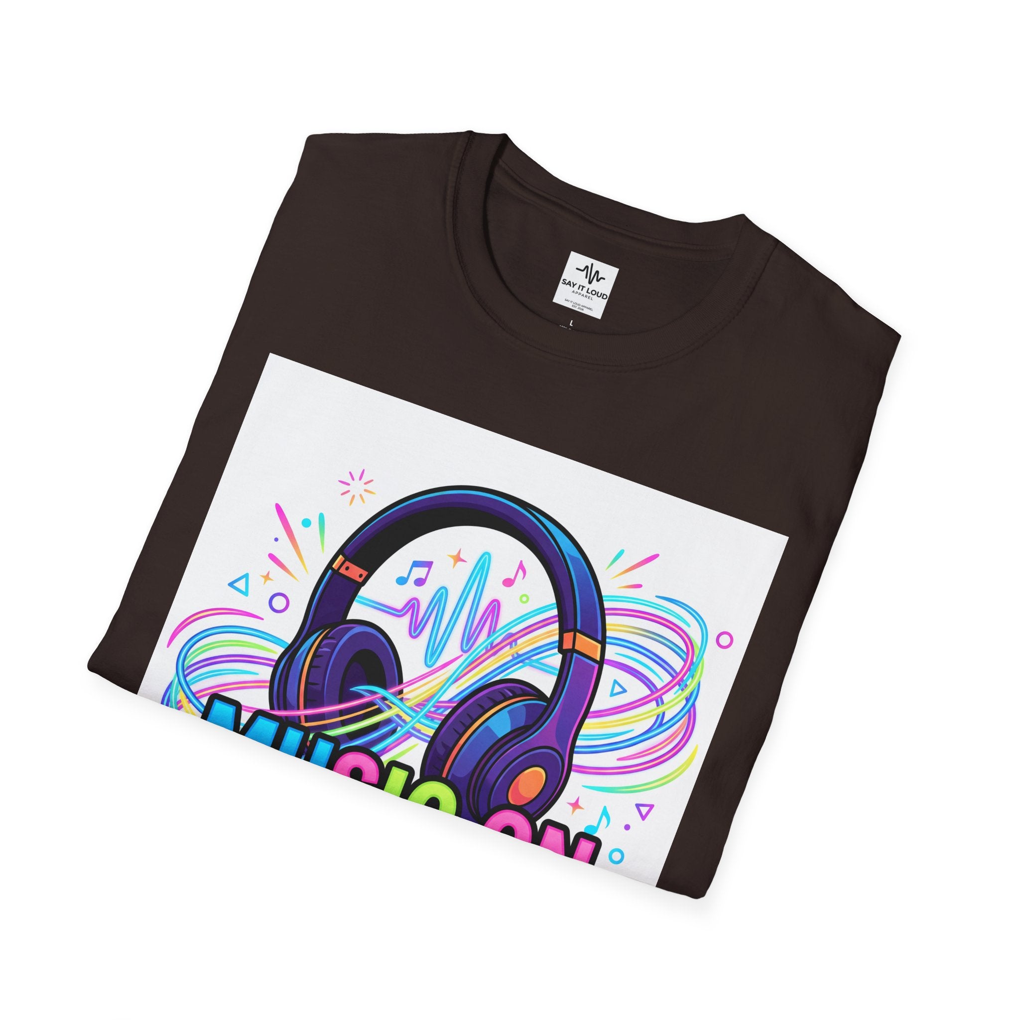 Music On World Off T-Shirt — "Tune in. Zone out." Headphones Graphic Tee