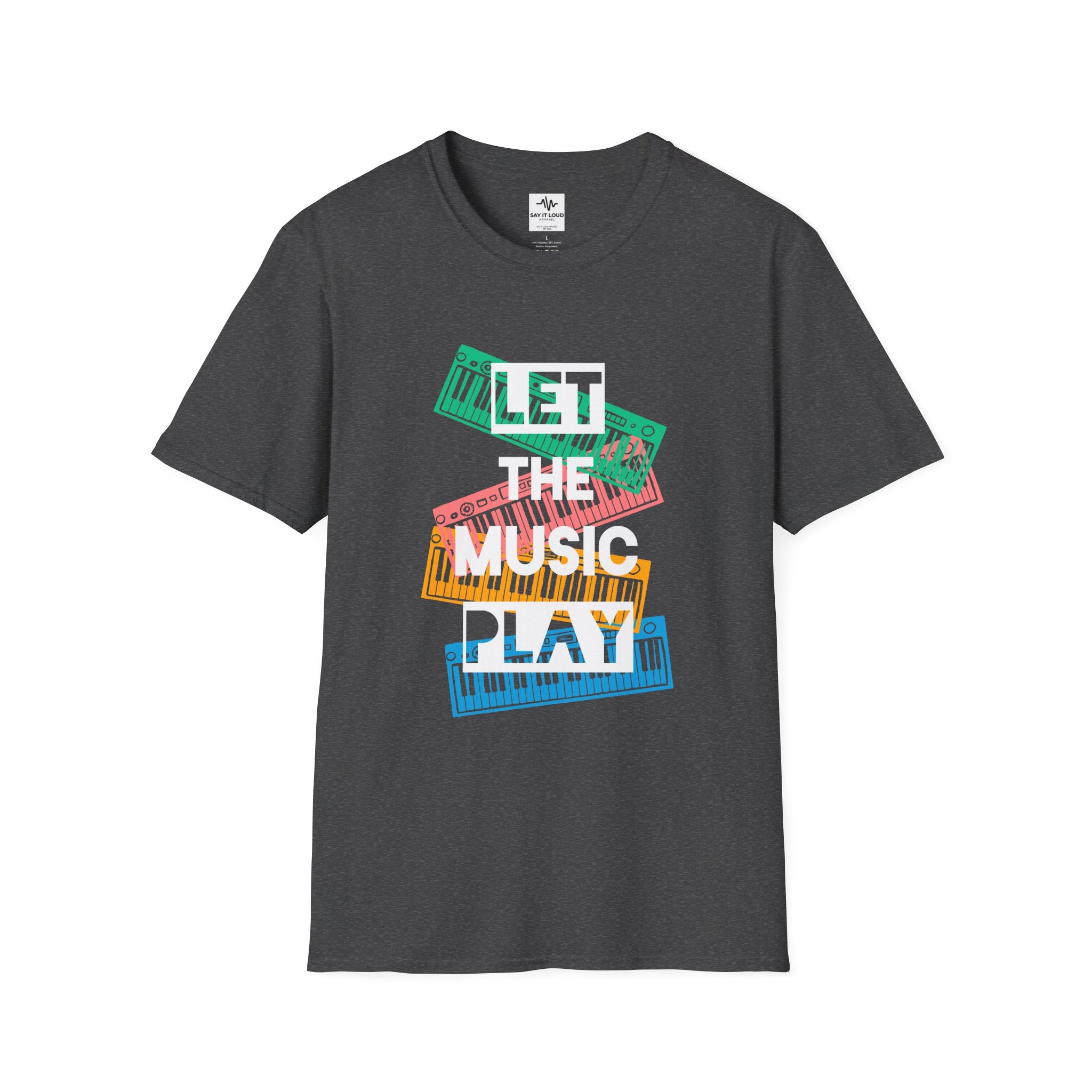 Let The Music Play T-Shirt — Colorful Keyboard Vintage Music Tee