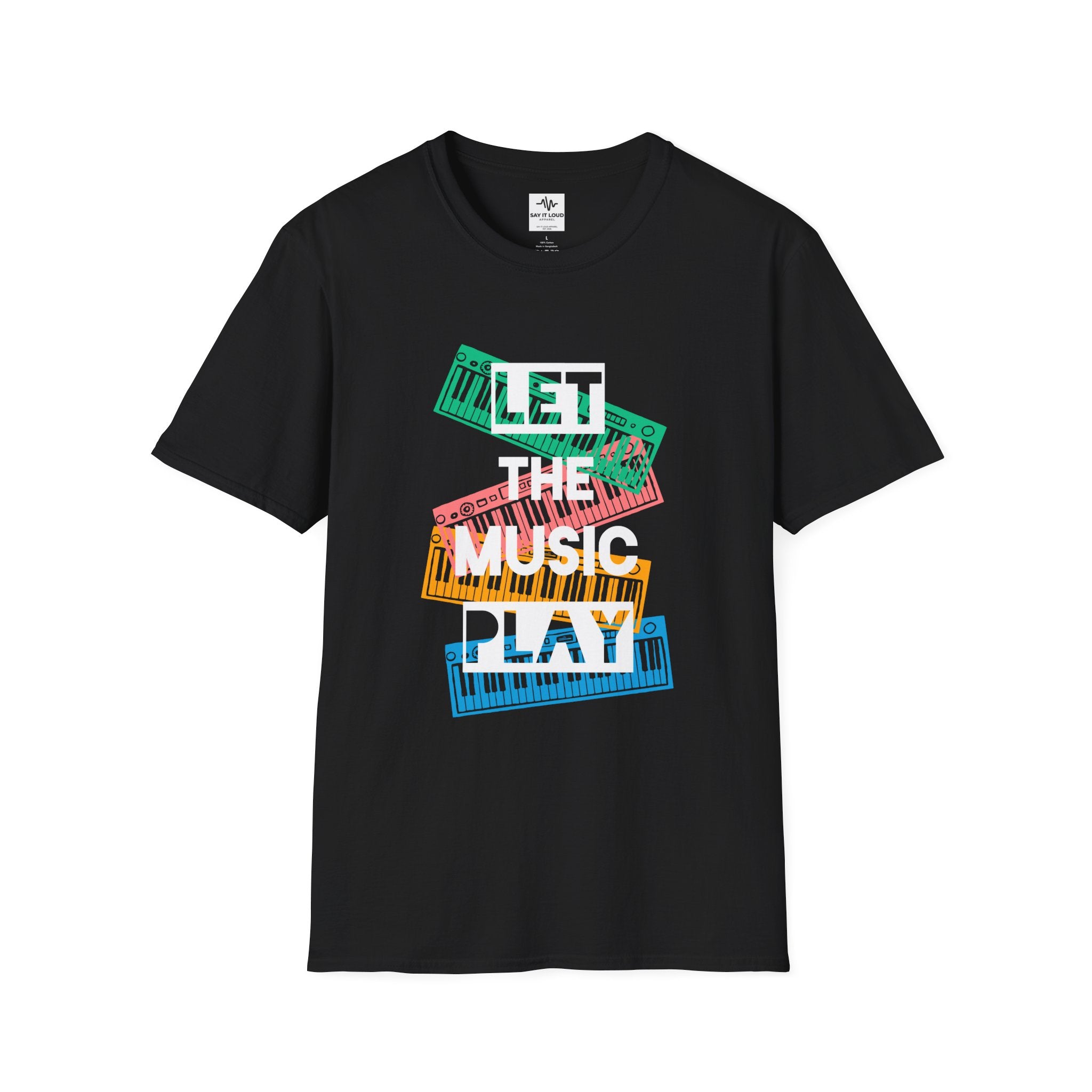 Let The Music Play T-Shirt — Colorful Keyboard Vintage Music Tee