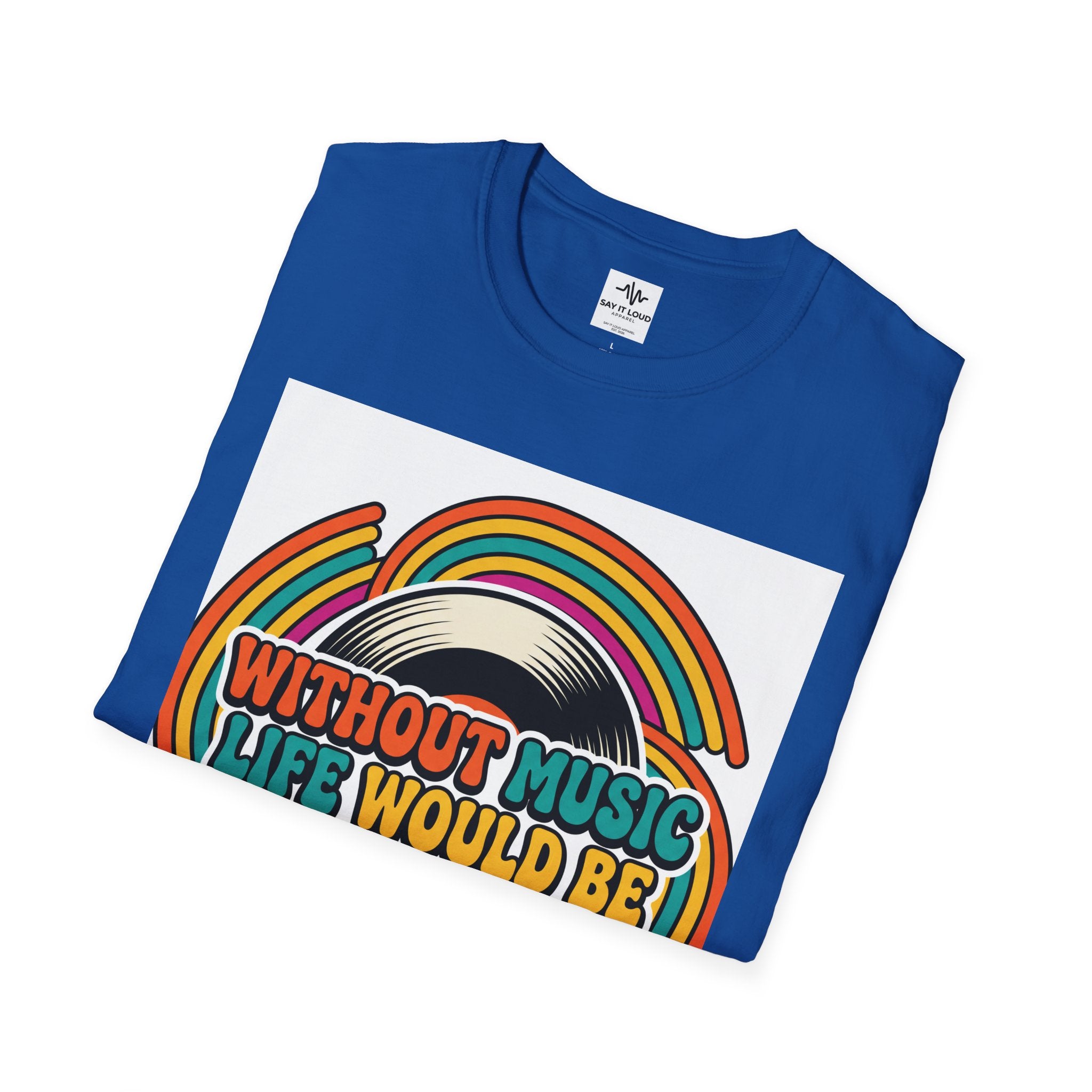 Retro Music Quote T-Shirt — "Without Music Life Would Be a Mistake"
