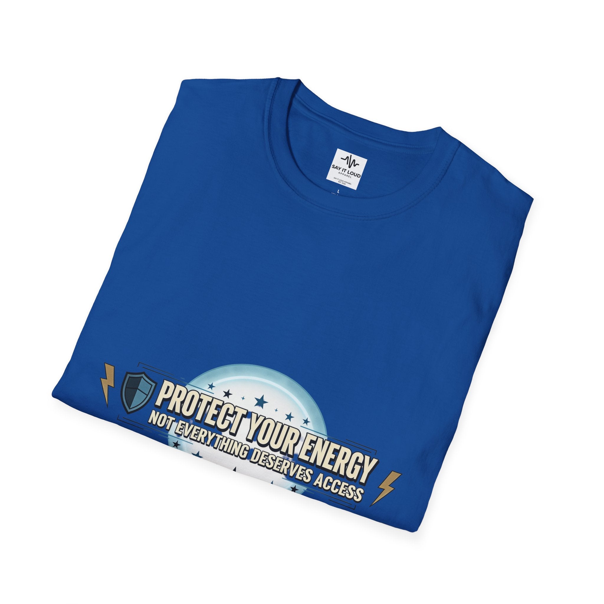 Protect Your Energy T-Shirt — Shield & Lightning Graphic Tee