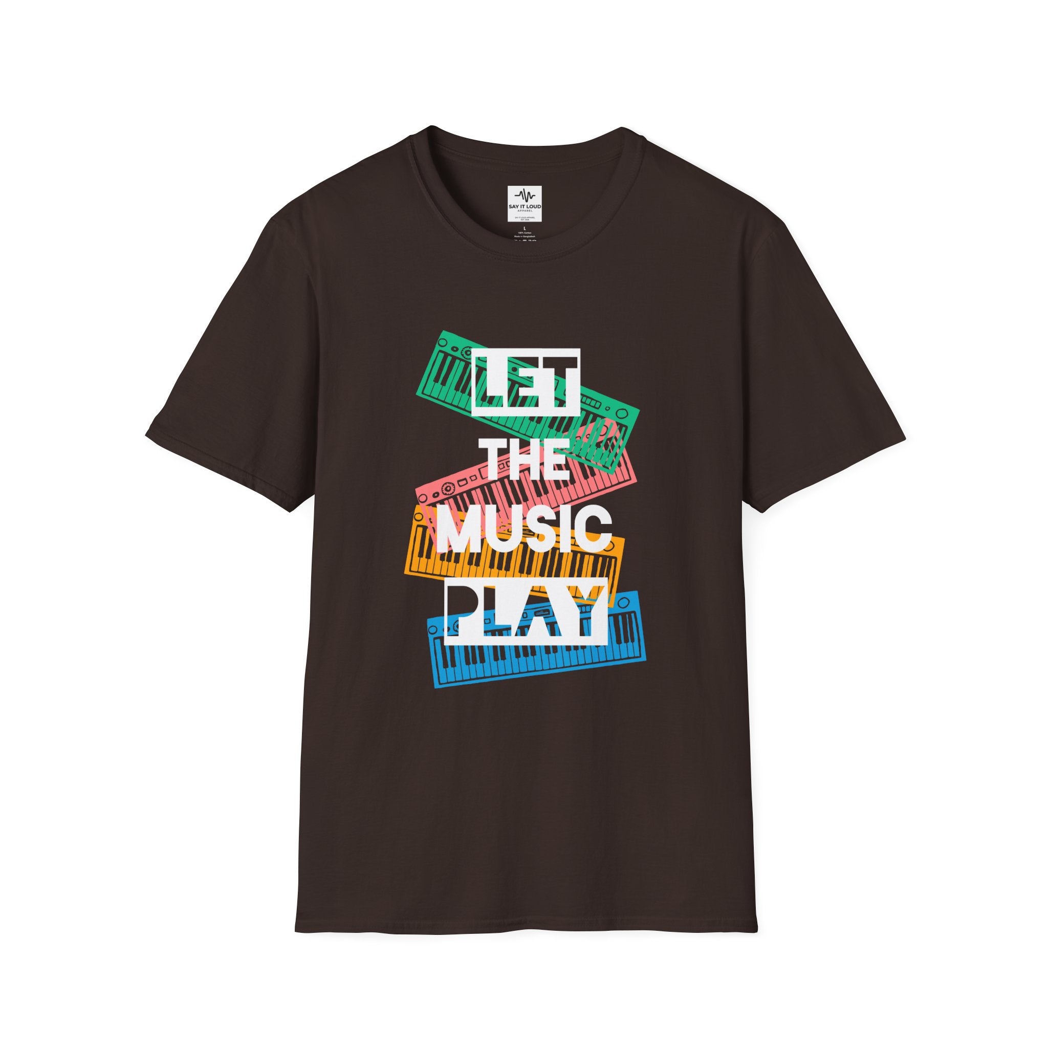 Let The Music Play T-Shirt — Colorful Keyboard Vintage Music Tee
