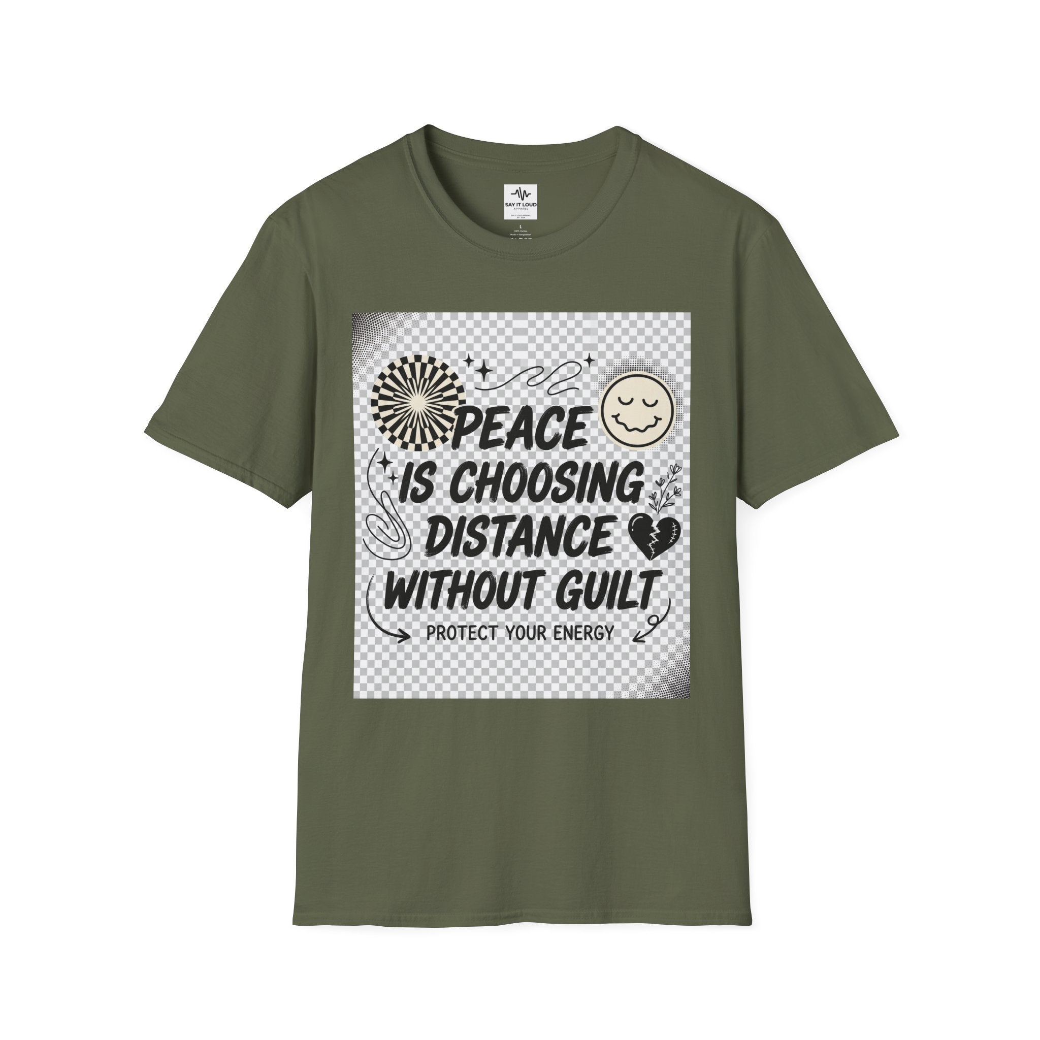 Peace Is Choosing Distance Without Guilt T-Shirt — Self-Care Quote Tee