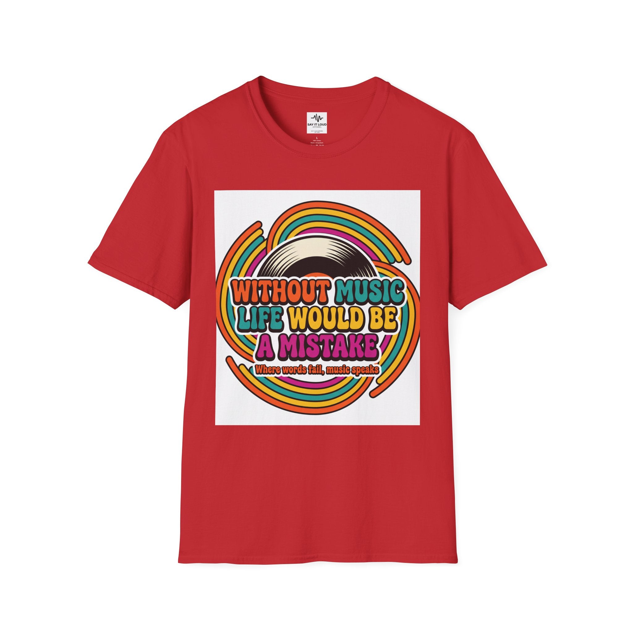 Retro Music Quote T-Shirt — "Without Music Life Would Be a Mistake"