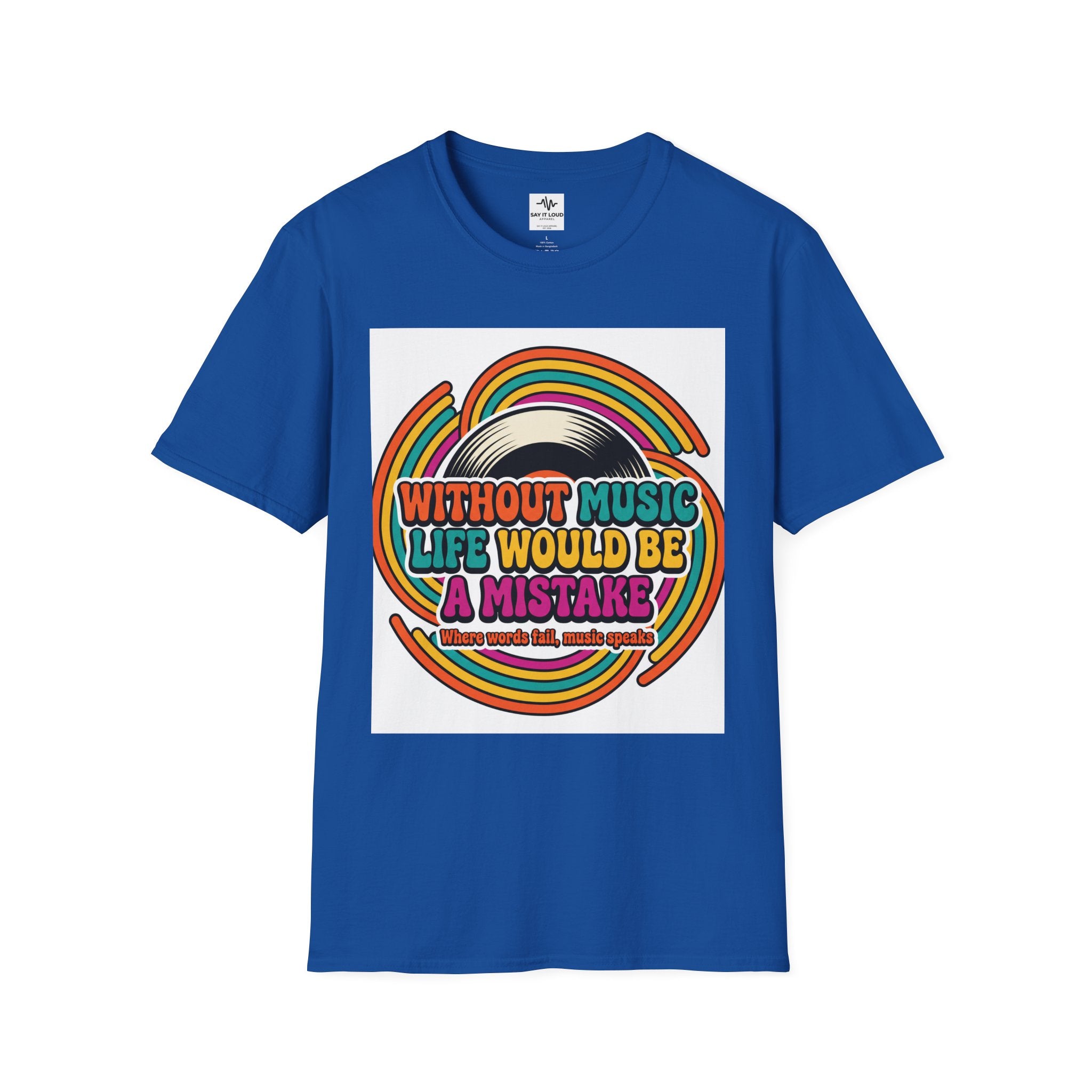 Retro Music Quote T-Shirt — "Without Music Life Would Be a Mistake"