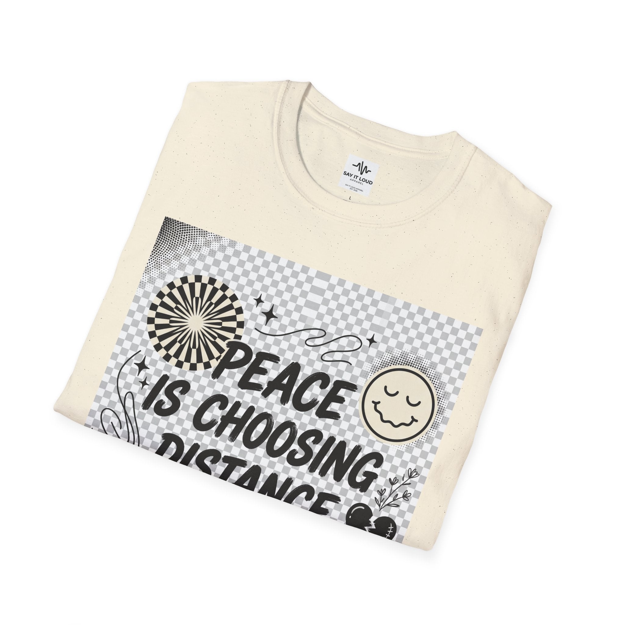 Peace Is Choosing Distance Without Guilt T-Shirt — Self-Care Quote Tee