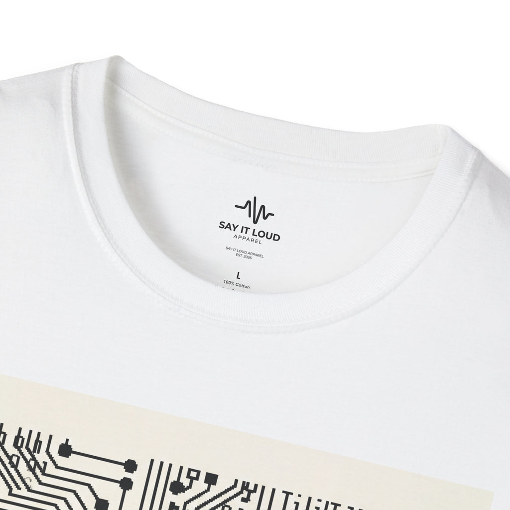 Human Made In Real Life T‑Shirt — Retro Tech Graphic Tee ("Not generated. Created.")