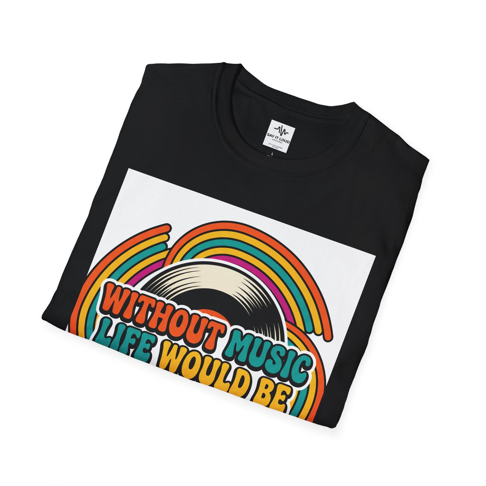 Retro Music Quote T-Shirt — "Without Music Life Would Be a Mistake"