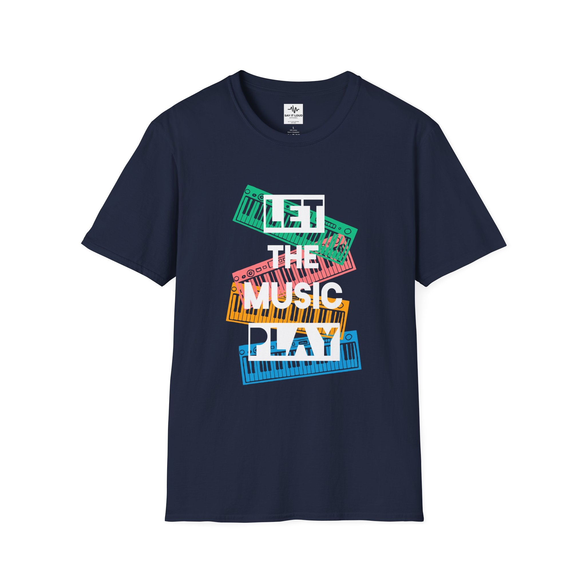Let The Music Play T-Shirt — Colorful Keyboard Vintage Music Tee